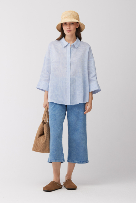 Cămașă în dungi din in și mătase - Patrizia Aryton