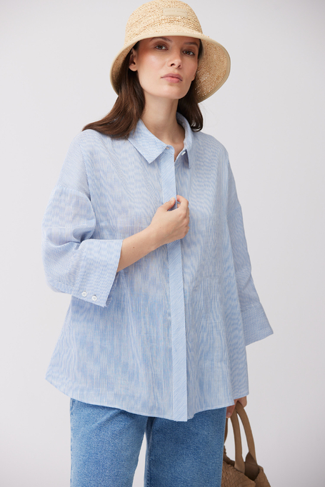 Cămașă în dungi din in și mătase - Patrizia Aryton