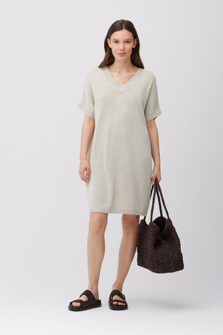 Rochie lejeră bej din amestec de in și lyocell - Patrizia Aryton