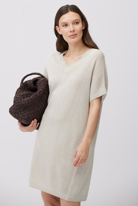 Rochie lejeră bej din amestec de in și lyocell - Patrizia Aryton