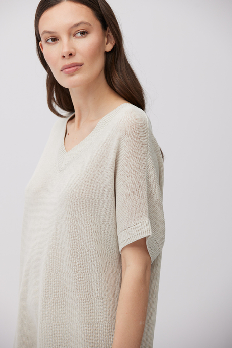 Rochie lejeră bej din amestec de in și lyocell - Patrizia Aryton