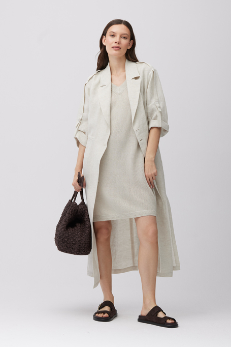 Rochie lejeră bej din amestec de in și lyocell - Patrizia Aryton