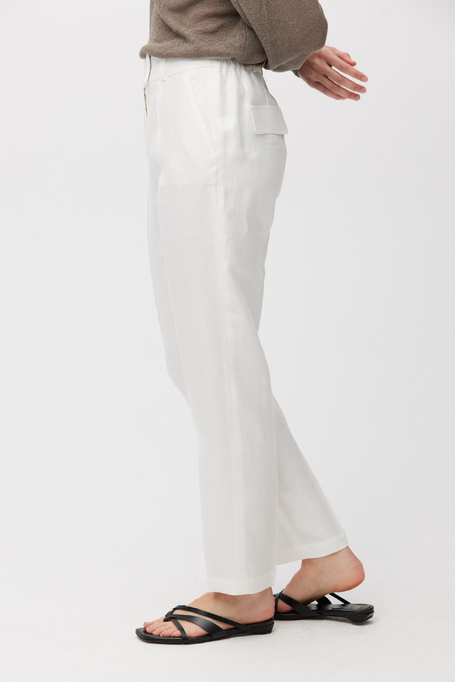 Pantaloni din in cu picior strâmt