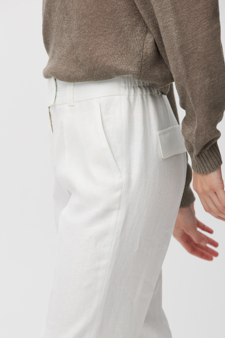 Pantaloni din in cu picior strâmt