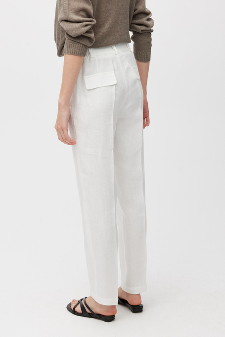 Pantaloni din in cu picior strâmt