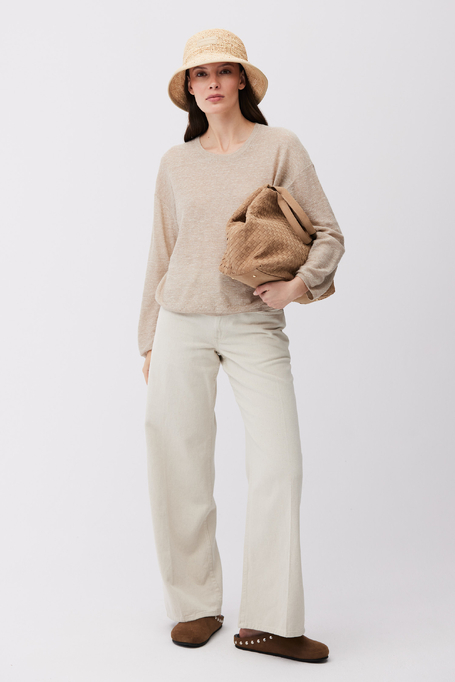 Bluză bej ușoară din lână și in - Patrizia Aryton