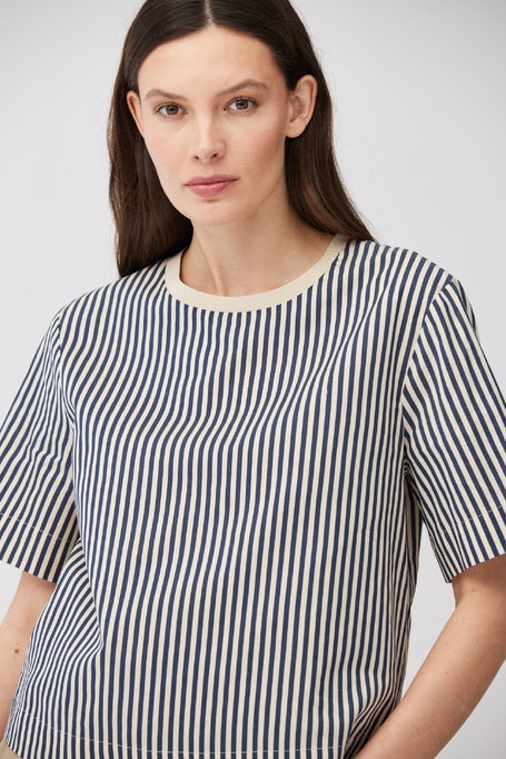 Bluză în dungi din bumbac și mătase