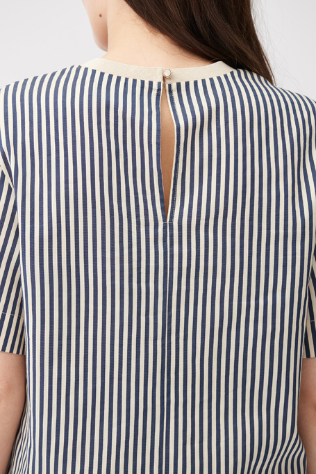 Bluză în dungi din bumbac și mătase