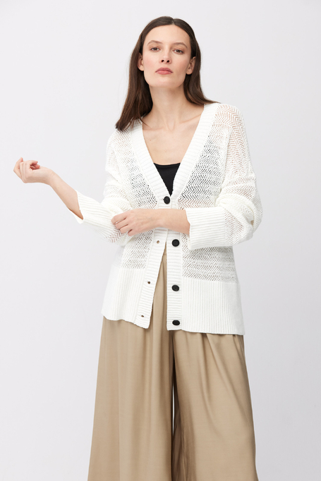 Cardigan alb cu model perforat
