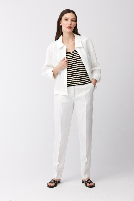 Pantaloni din in cu picior strâmt