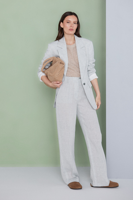 Pantaloni largi bleu din in - Patrizia Aryton