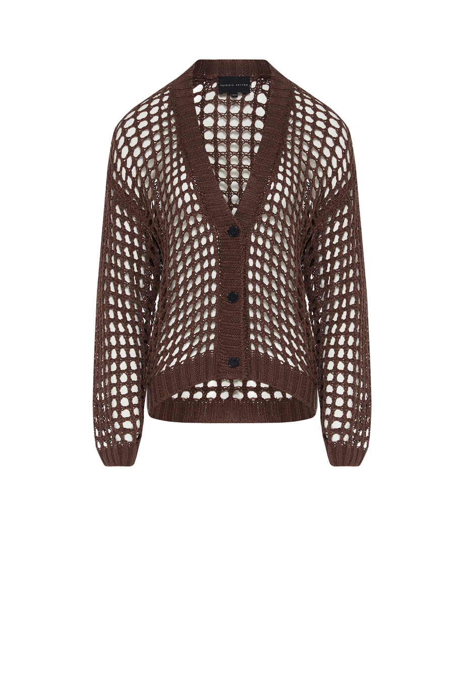 Cardigan ajurat de culoare ciocolatie din in - Patrizia Aryton Cardigan ajurat de culoare ciocolatie din in - Patrizia Aryton