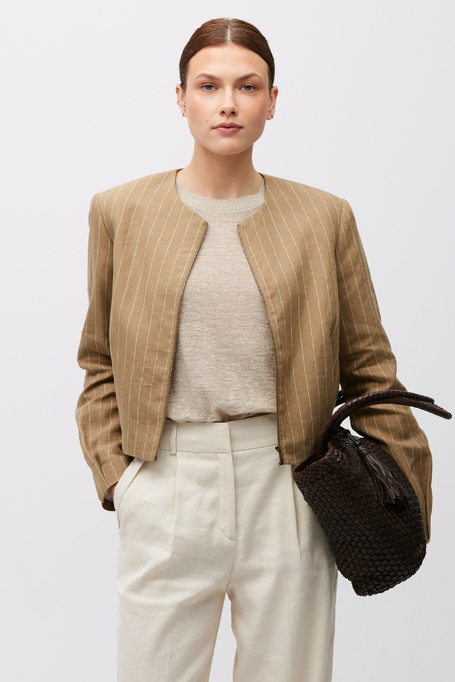 Pantaloni bej largi cu in - Patrizia Aryton Pantaloni bej largi cu in - Patrizia Aryton