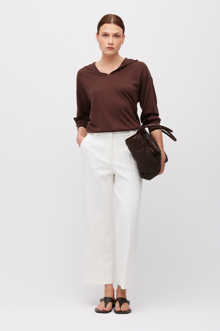 Pantaloni albi largi, cu cute - Patrizia Aryton