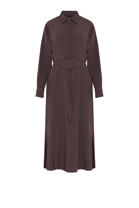 Rochie midi din mătase ciocolatie - Patrizia Aryton