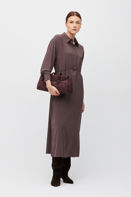 Rochie midi din mătase ciocolatie - Patrizia Aryton