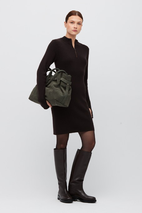 Mini rochie de culoare ciocolatie din lână merinos - Patrizia Aryton