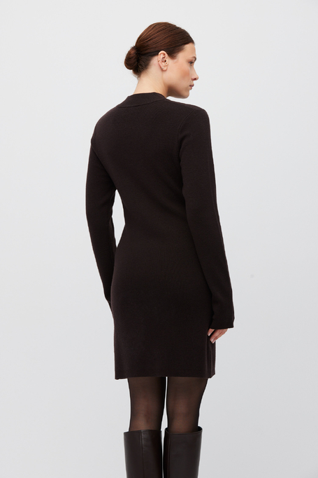 Mini rochie de culoare ciocolatie din lână merinos - Patrizia Aryton Mini rochie de culoare ciocolatie din lână merinos - Patrizia Aryton