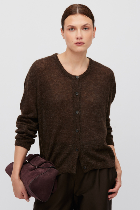 Cardigan ciocolatiu cu lână de alpaca