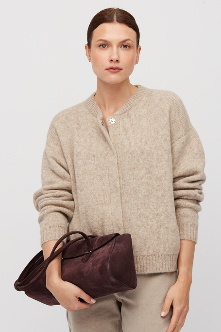 Cardigan bej cu lână de alpaca