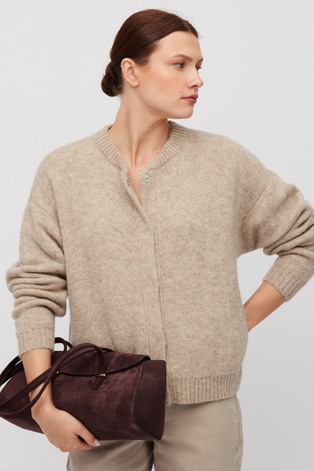 Cardigan bej cu lână de alpaca