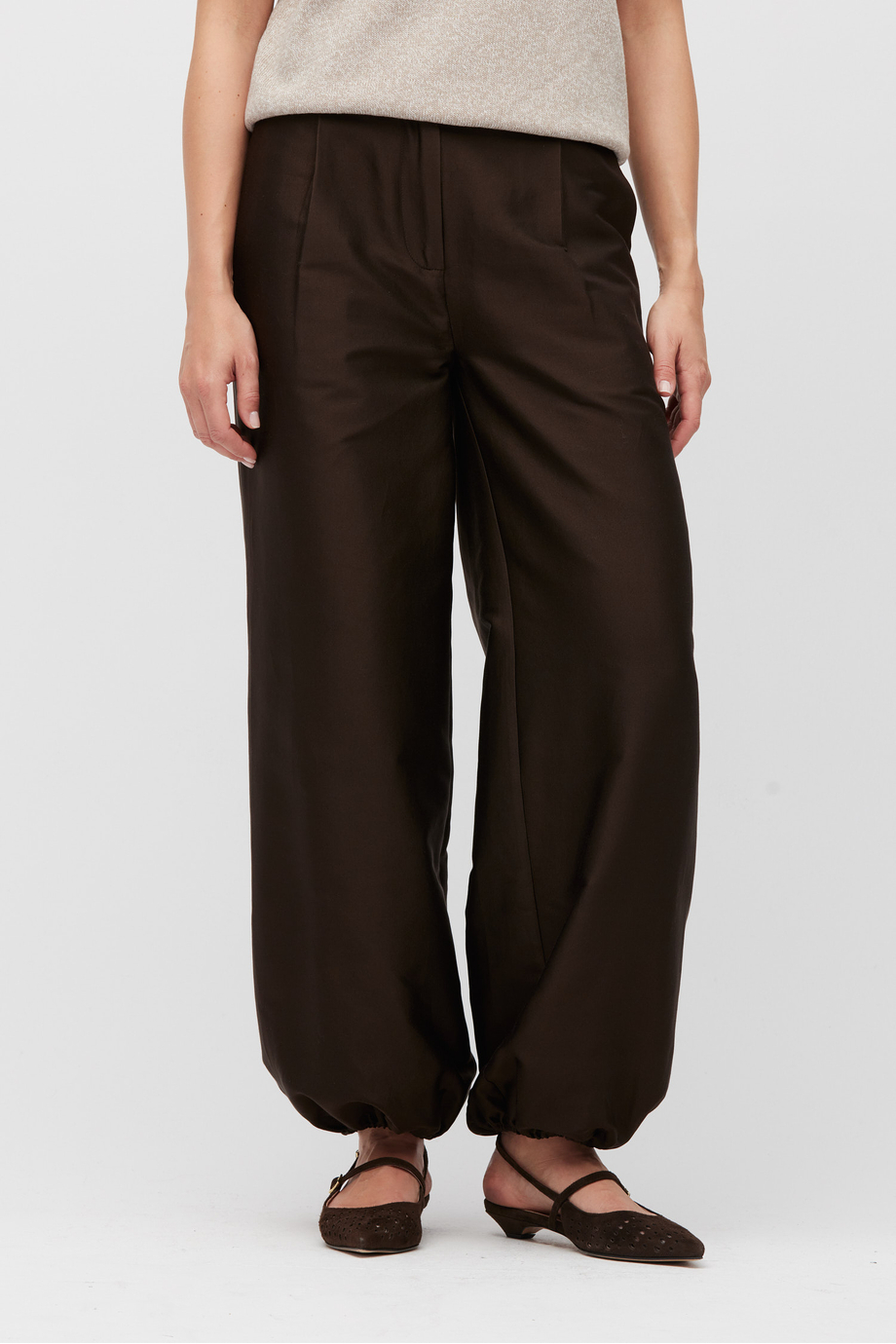 Pantaloni din bumbac și mătase Pantaloni din bumbac și mătase