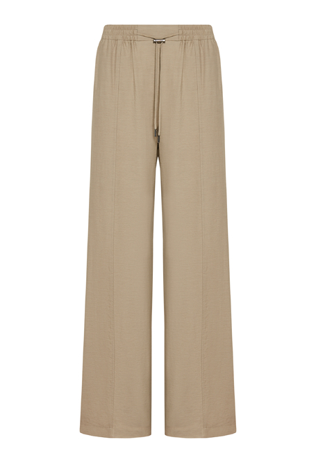 Pantaloni largi bej cu amestec de lână