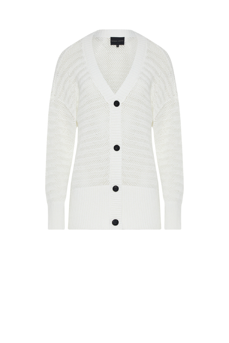 Cardigan alb cu model perforat - Patrizia Aryton Cardigan alb cu model perforat - Patrizia Aryton