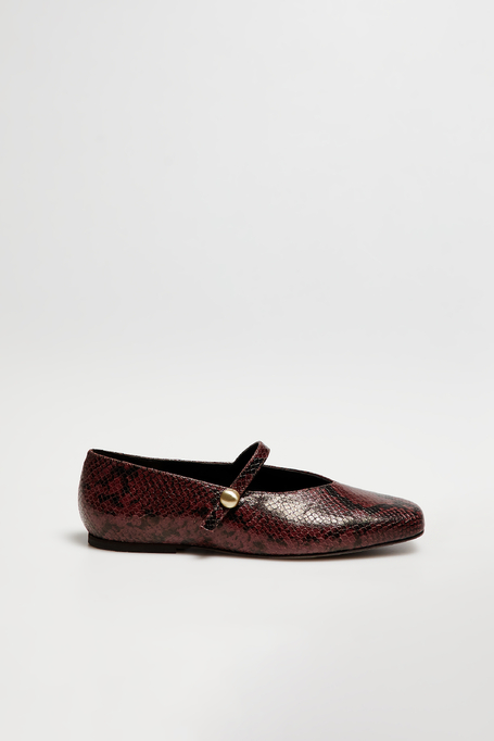 Balerini din piele cu model reptilă