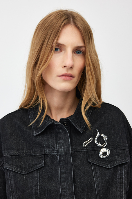 Jachetă largă din denim gri închis - Patrizia Aryton Jachetă largă din denim gri închis - Patrizia Aryton