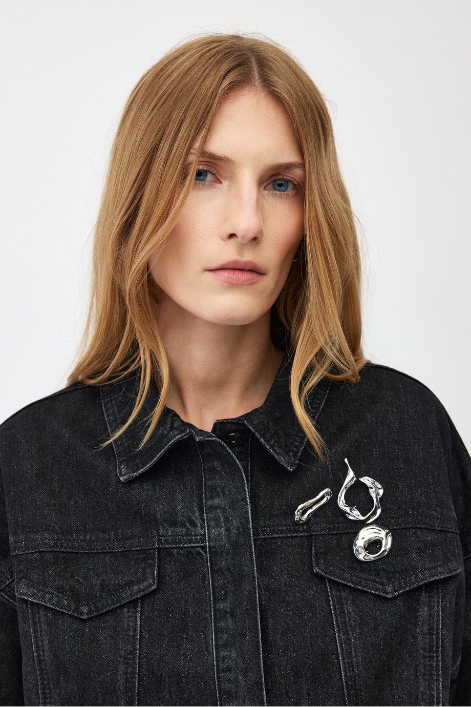 Jachetă largă din denim gri închis - Patrizia Aryton Jachetă largă din denim gri închis - Patrizia Aryton