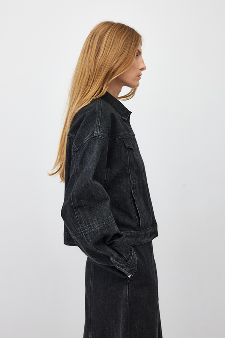 Jachetă largă din denim gri închis - Patrizia Aryton Jachetă largă din denim gri închis - Patrizia Aryton