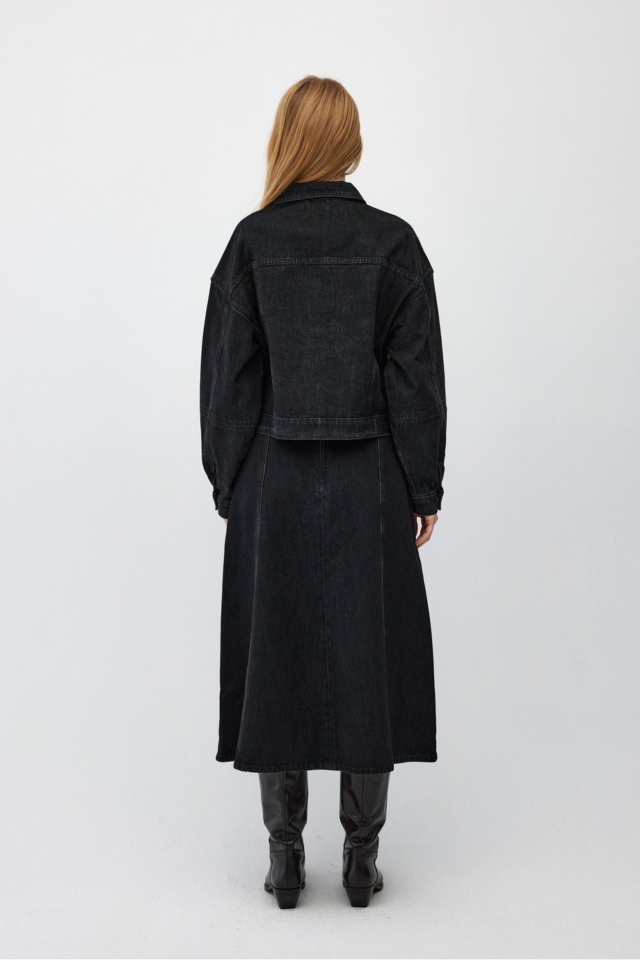 Fustã din denim gri închis Fustã din denim gri închis