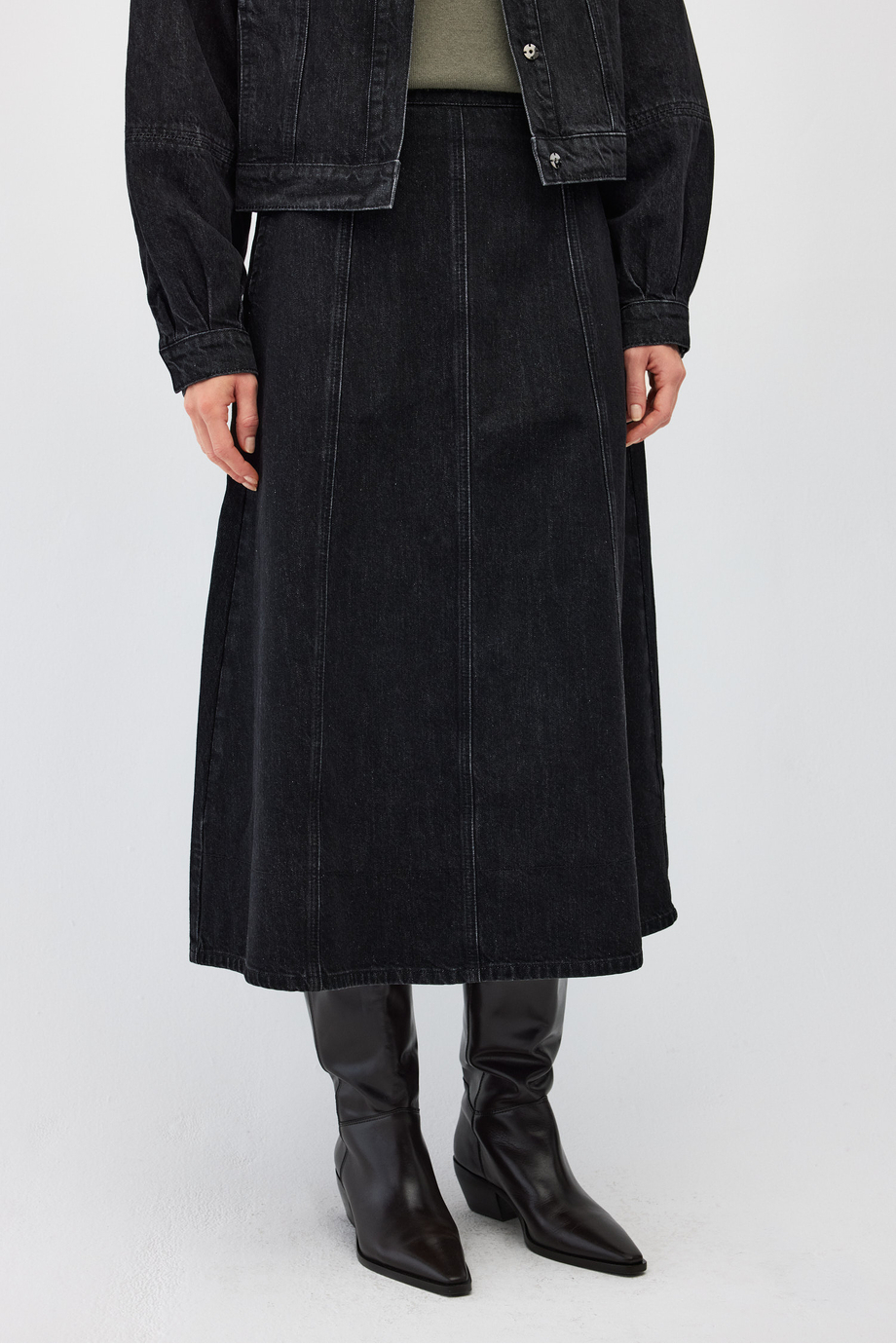 Fustã din denim gri închis Fustã din denim gri închis