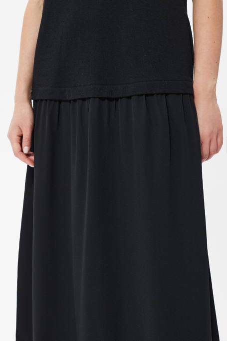 Rochie neagră din lână și mătase