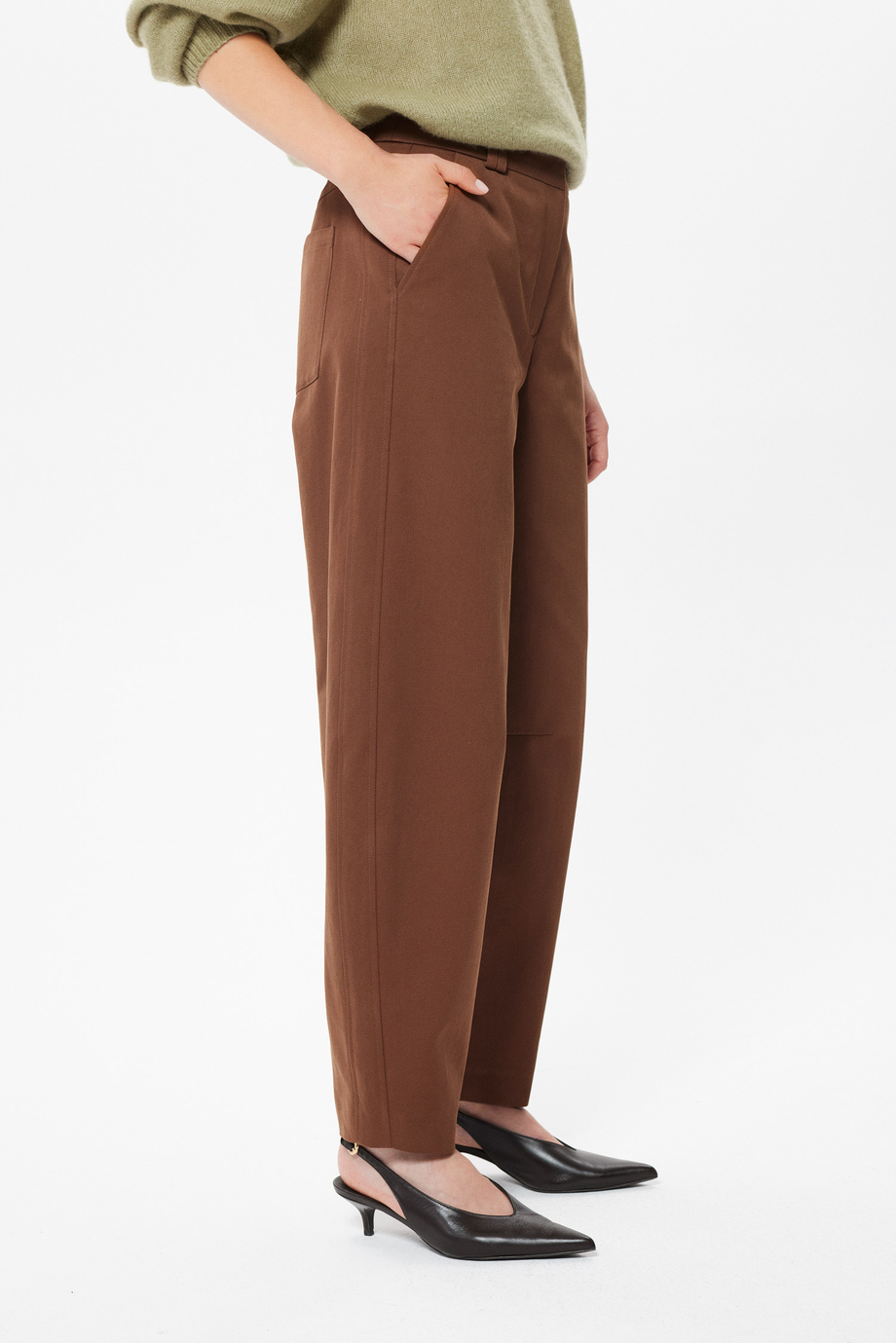 Pantaloni butoi din bumbac maro Pantaloni butoi din bumbac maro