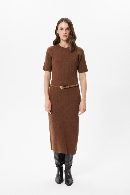 Rochie midi maro din lână merinos - Patrizia Aryton
