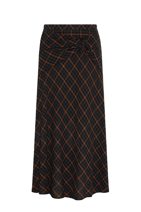 Fustă midi în carouri cu lână virgină - Patrizia Aryton Fustă midi în carouri cu lână virgină - Patrizia Aryton