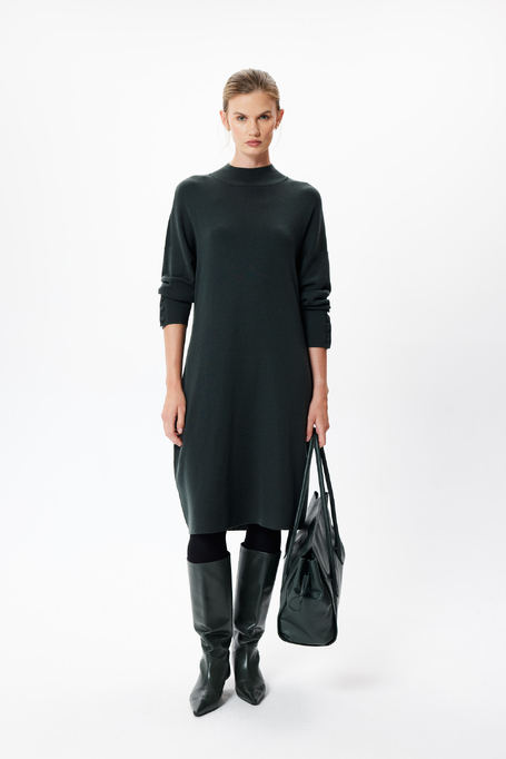 Rochie verde smarald din lână merinos