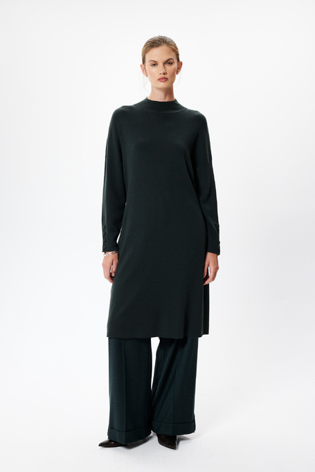 Rochie verde smarald din lână merinos