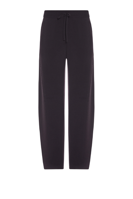 Pantaloni barrel de culoarea vinetei din lână merinos