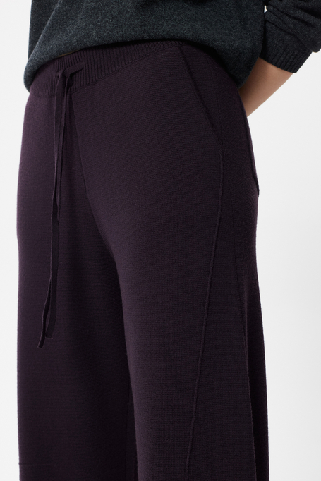Pantaloni barrel de culoarea vinetei din lână merinos