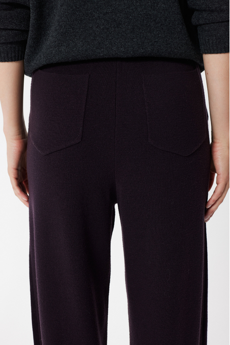 Pantaloni barrel de culoarea vinetei din lână merinos