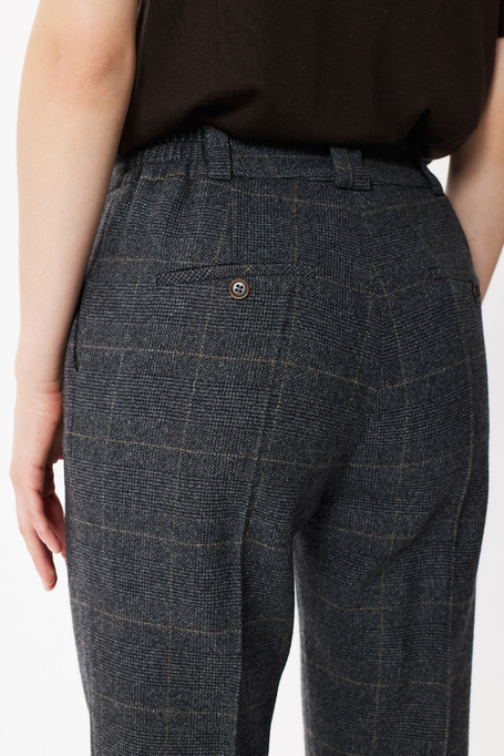 Pantaloni în carouri din lână virgină și cașmir