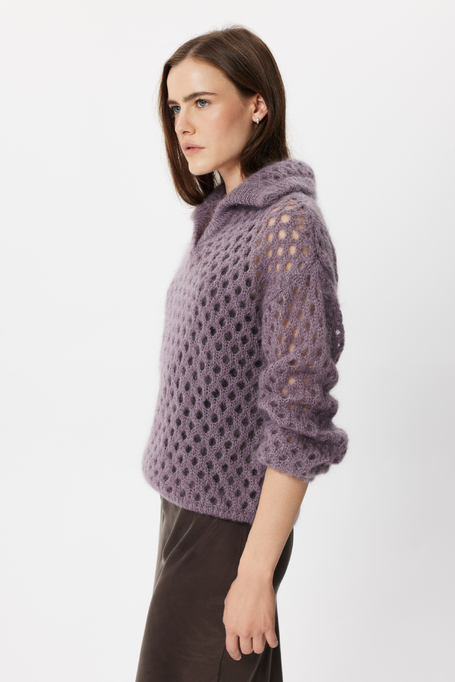 Pulover mov ajurat cu mohair