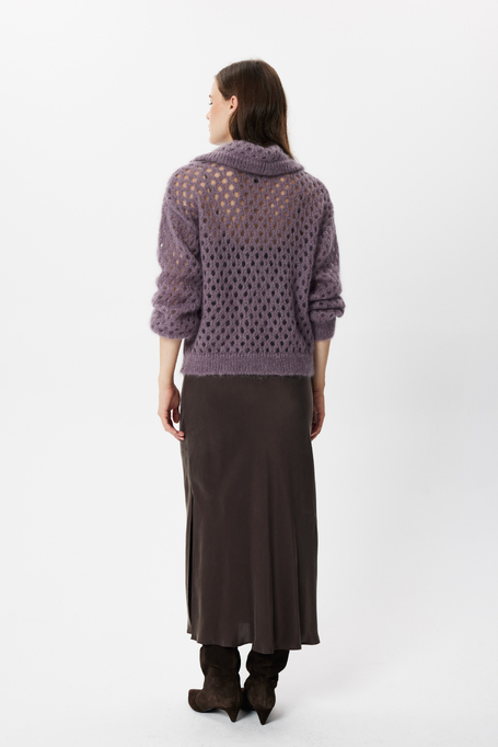 Pulover mov ajurat cu mohair Pulover mov ajurat cu mohair