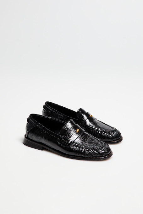 Mocasini negri din piele de țipar Mocasini negri din piele de țipar