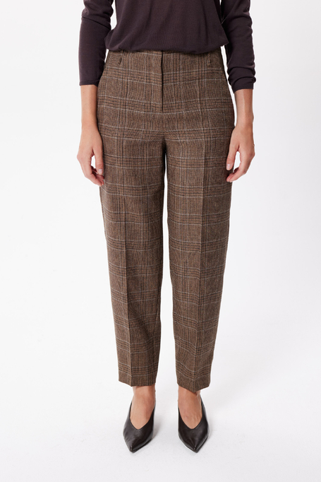 Pantaloni în carouri din lână virgină