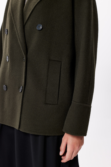 Jachetă verde militar cu lână de alpaca