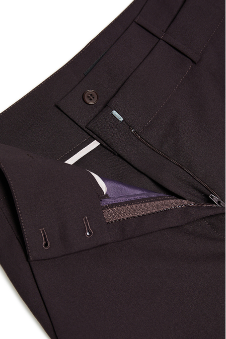 Pantaloni aubergine pentru costum din lână virgină